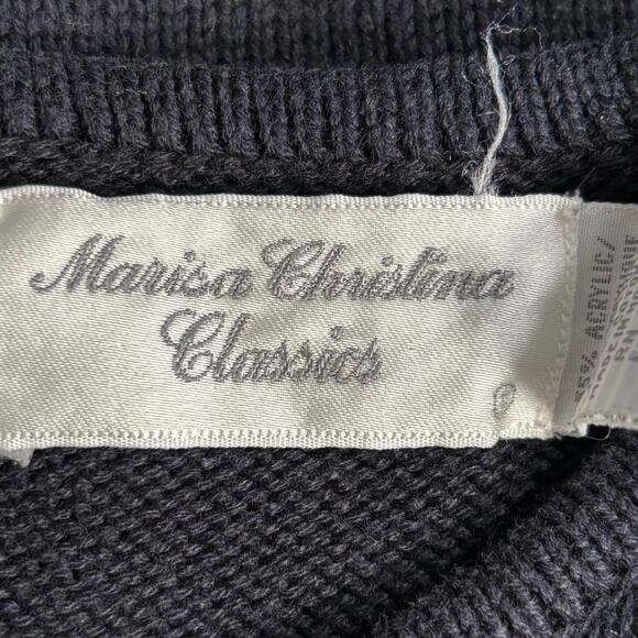 Vintage 90s Marisa Christina Black Knit Crewneck Crest Coat of Arms Sweater - Picture 6 of 13